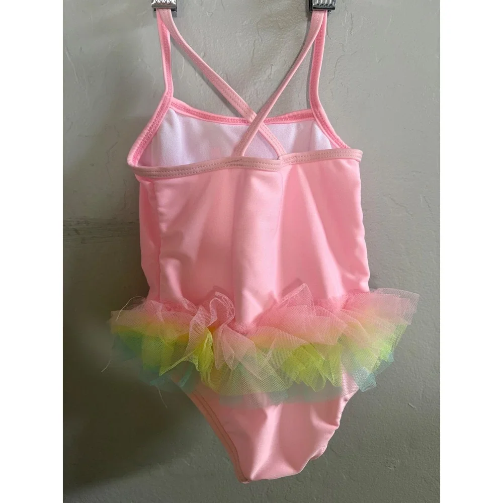 Wonder‎ Nation Baby Girls Pink Unicorn Tutu One Piece Swimsuit Rainbow Size 12M